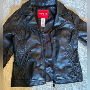 Lightly worn kids guess leather jacket.